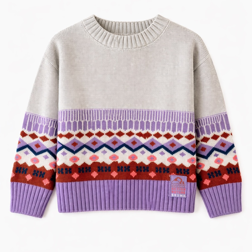 Souris Mini Girls' Lavender Knit Sweater in Cotton size 5 T